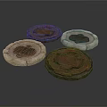 Traditional Stone Circular Sculpture Carvings With Textured Patterns And Rustic Design 3d model