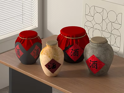 New Chinese Jar Wine Jar Wine Jar Pottery Jar 3d model