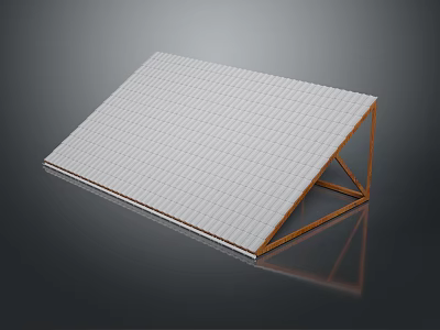 Roof Model With Sloped White Tiled Surface And Wooden Triangular Support Structure 3d model