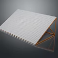 Roof Model With Sloped White Tiled Surface And Wooden Triangular Support Structure 3d model