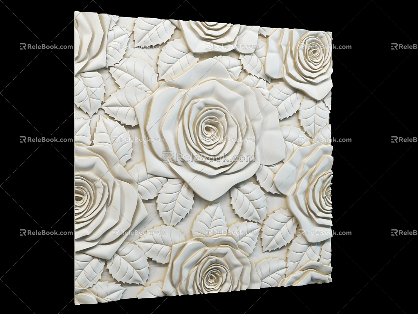 Decorative panel P 6 Rose Carved Rose Carved Wall Texture Wall Carved Wall Decorations 3d model