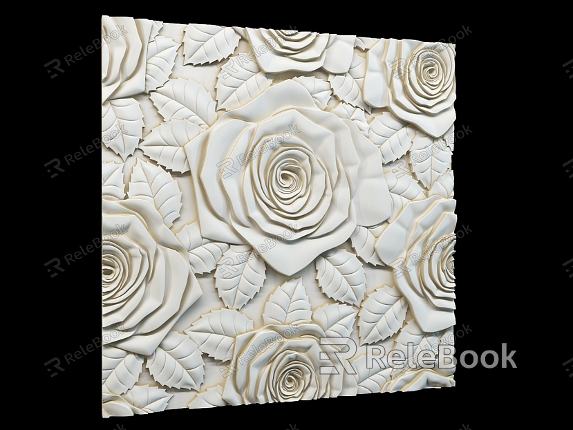 Decorative panel P 6 Rose Carved Rose Carved Wall Texture Wall Carved Wall Decorations model