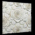 Artistic Decorative Wall Featuring 3D Rose Motifs And Delicate Embossed Leaves Design