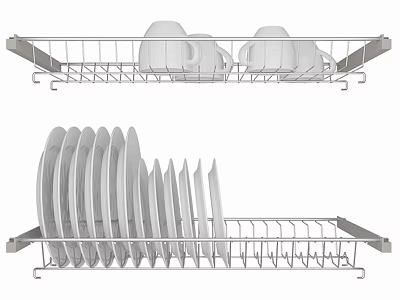 Kitchen Wire Rack Organizer With Mugs Plates For Drying And Storage 3d model