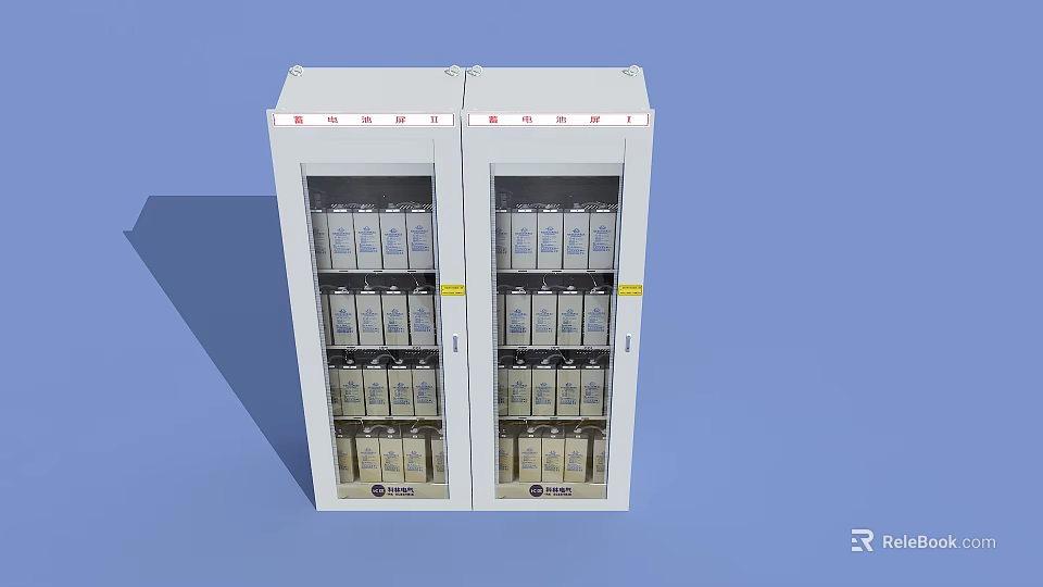 Industrial Double Door Equipment Cabinet With Glass Doors And Multiple Storage Bottles 3d model 