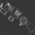 Green Household Items With Laptop Oil Drum Toolbox Camera And Folding Chair