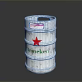 Silver Heineken Beer Keg With Red Star Logo On Reflective Surface