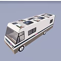 Modern White RV Vehicle With Colorful Exterior Graphics Multiple Windows And Roof Features