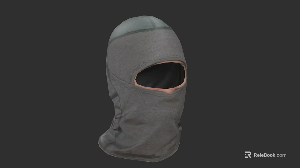 Gray Balaclava Full Coverage Design With Fabric Material And Face Opening 3d model 