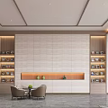 Modern Hotel Lobby Interior With Reception Desk Seating Area Art Painting Marble Floor And Lighting