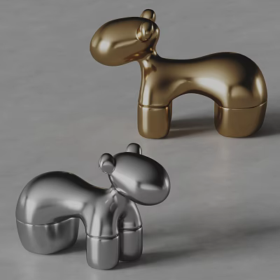 Gold Horse And Silver Bear Shaped Metal Stools For Modern Home Decor 3d model