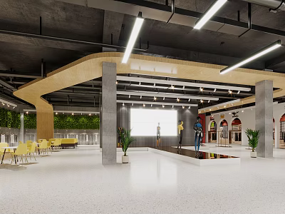 Modern Clothing Store Interior Design With Display Area Fitting Rooms And Ambient Lighting 3d model