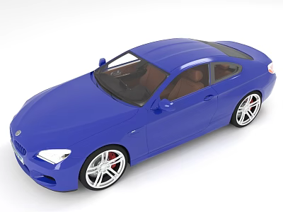 Modern Blue Two Door Sports Car With Sleek Design And Silver Wheels 3d model