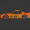 Orange Racing Car Model with Rear Wing and Body Graphics