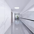 Modern Office Corridor With Glass Partitions Linear Ceiling Lights And Digital 3d model