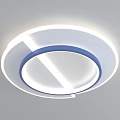 Modern Square And Round Ceiling Lights With Blue Frame And LED Illumination 3d model