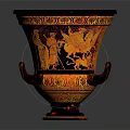 Handcrafted Decorative Vase With Two Handles Brown And Yellow Intricate Patterns Design