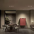 Elegant Modern Hotel Mahjong Room Interior With Round Table Comfortable Chairs Sofa And Decorative Plant