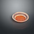 Artistic Handcrafted Bowl Shaped Sculpture Carving With Orange Brown Striped Texture
