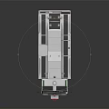 White Engineering Truck With Green Accents Multiple Wheels And Reflective Strips
