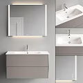 Modern Bathroom Vanity With Lighted Mirror And Stylish LED Lighting Design 3d model