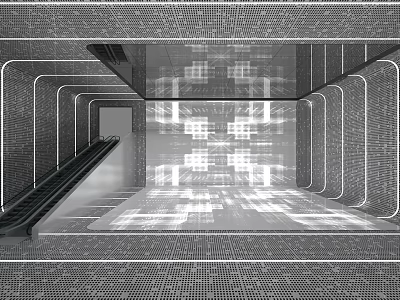 Modern Tech Corridor With Digital Screens And Futuristic Lighting Design 3d model