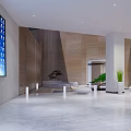 Modern Front Desk Reception Lobby With Waiting Seats Green Plants And Natural Lighting