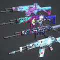 Stylish Colorful Rifles Featuring Various Creative Graphic Patterns And Decorative Designs