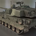 Modern Military Tank 3D Model with Green Camouflage Armored Turret and Tracks