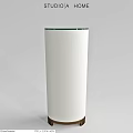 Modern White Cylindrical Structure With Green Top Edge And Smooth Surface Design 3d model