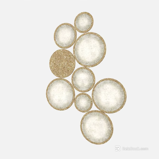 Elegant Circular Wall Lights With Gold Frame And White Shades Design 3d model