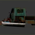 Vintage Rustic Household Items Collection With Rusty Truck Old Sofa And Carpet