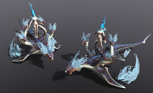 god beast flying dragon dinosaur game character 3d model