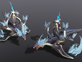 god beast flying dragon dinosaur game character 3d model