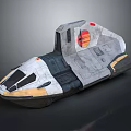 Sci Fi Spaceship Model With Gray White Orange Red Exterior And Sleek Cockpit Design