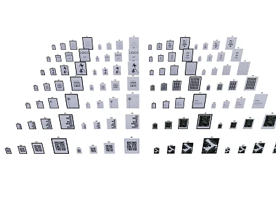 Various Black And White Icon Collection With Different Shapes And Designs 3d model