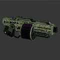 Futuristic Sci Fi Weapon With Camouflage Design Black Grip And Circular Components 3d model