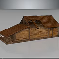 Wooden Cabin Exterior Architecture With Red Tiled Roof And Sloped Design