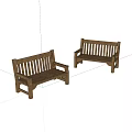 Pair of Solid Wooden Outdoor Leisure Chairs with Slatted Back and Seat Design