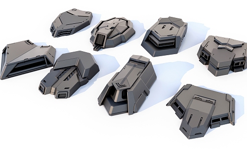 sci-fi mechanical parts hard surface combination 3d model