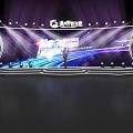 Modern Stage Design With Purple Lighting Effects Large Screens And Performer