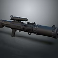 Black Tactical Rocket Launcher With Mounted Scope And Military Design 3d model