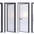 Modern Glass Doors With Black Frames And Various Transparent Panel Designs 3d model
