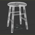 Modern Black Bar Stool With Round Padded Seat And Wooden Legs Design