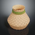 Hotpot Restaurant Interior With Bamboo Woven Vase Green Rope And Woven Texture Decor