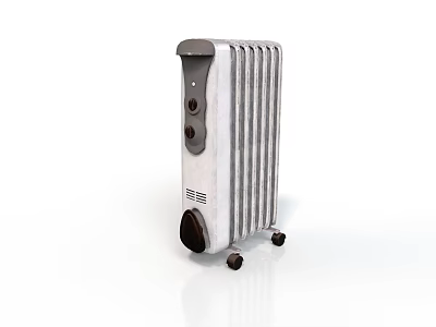 Portable Electric Radiator With Mobile Wheels Thermostat Control And Silver Finish Design 3d model