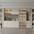 Modern Luxury Open Wine Cabinet With LED Lights Glass Doors And Multiple Storage Shelves
