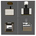 Modern Bedside Tables With Different Designs Drawers Shelves And Table Lamps