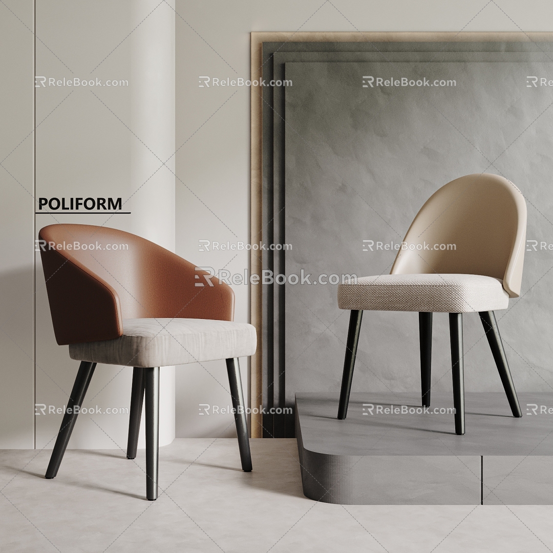 POLIFORM Dining Chair Combination Dining Chair Single Chair Chair Leisure Chair Leather 3d model