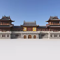 Chinese-style ancient building mountain gate ancient building temple gate head ancient building corner tower drum tower 3d model